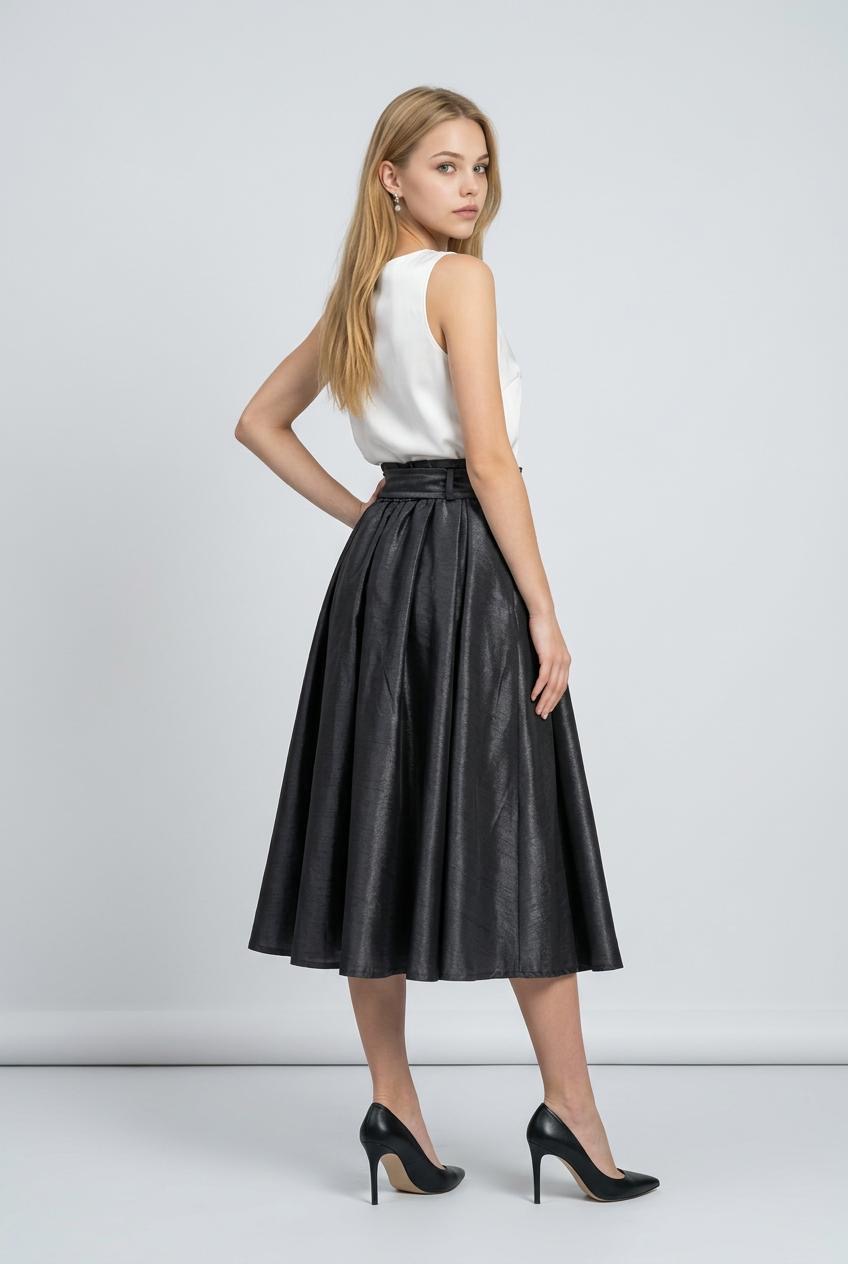 Luna Satin Draped Midi Skirt - Image 10