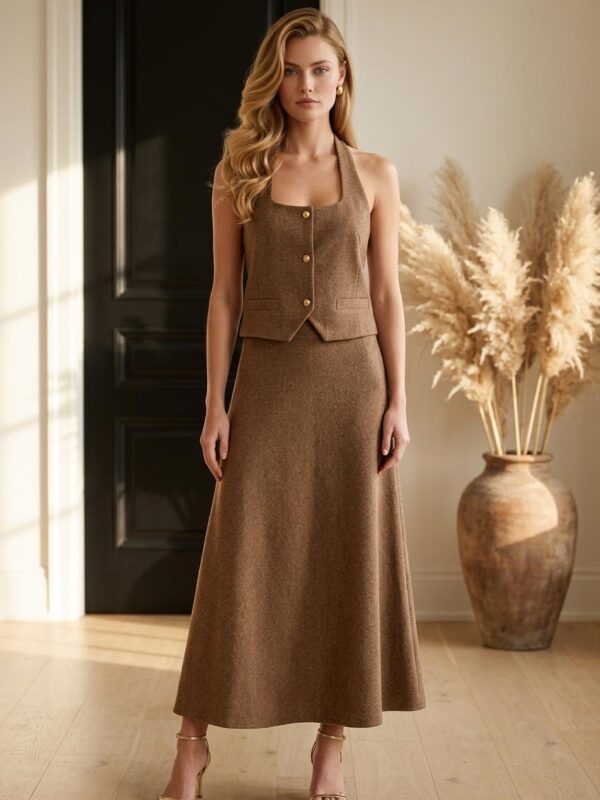 Autumn Heritage Vest & Maxi Skirt Set