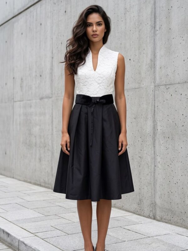 Audrey Contrast Midi Dress