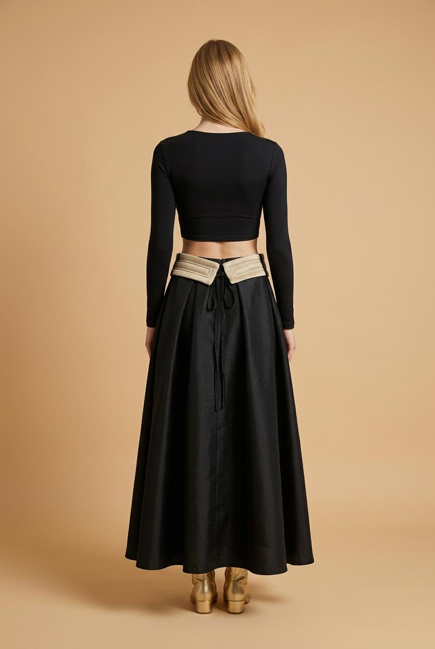 Luna Satin Draped Midi Skirt - Image 9