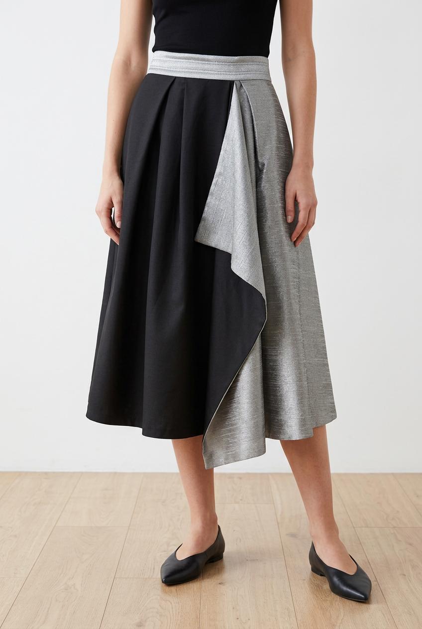 Luna Satin Draped Midi Skirt - Image 13