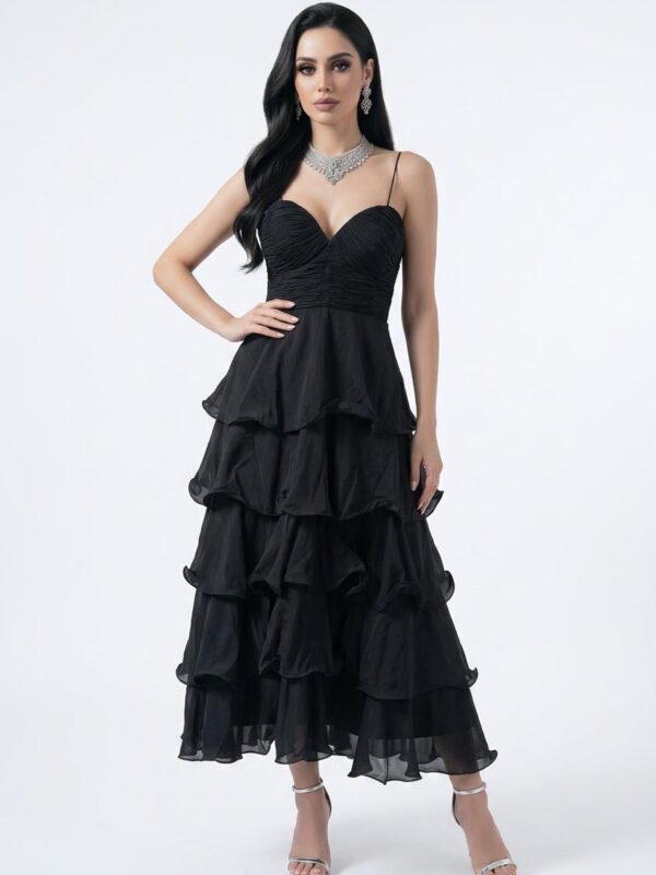 Midnight Ruffle Elegance Dress