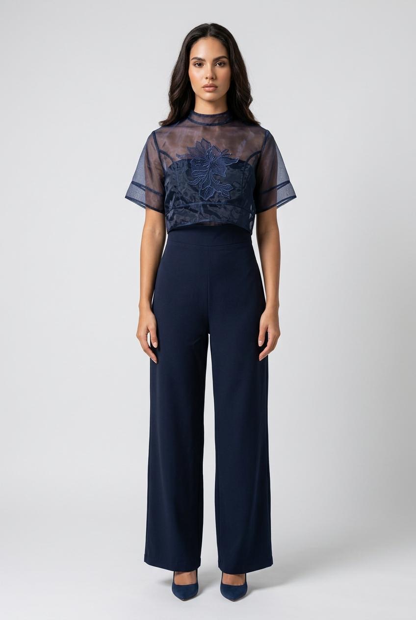 Celeste Embroidered Overlay Jumpsuit