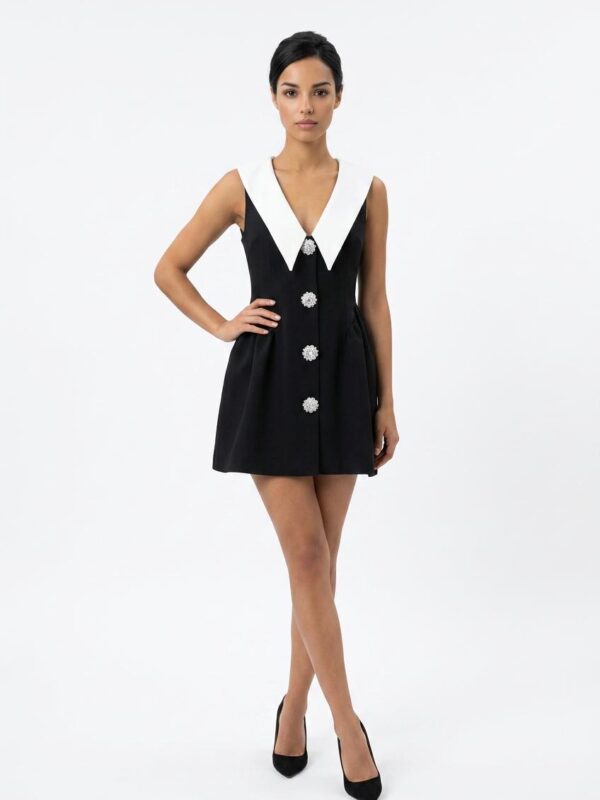 Noir Pearl Collar Dress