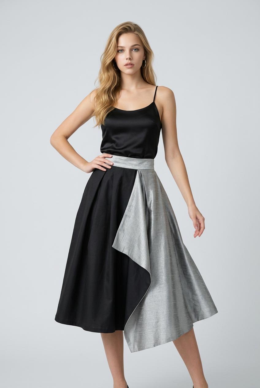 Luna Satin Draped Midi Skirt - Image 5