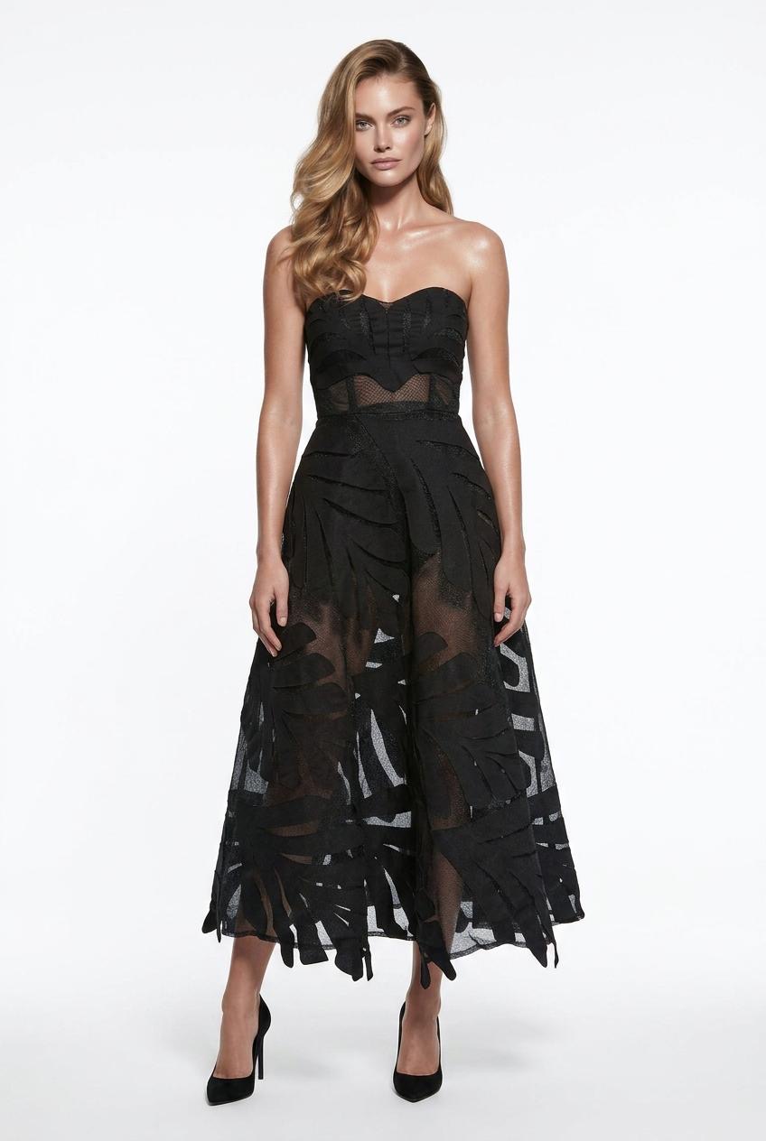 Midnight Monstera Dress