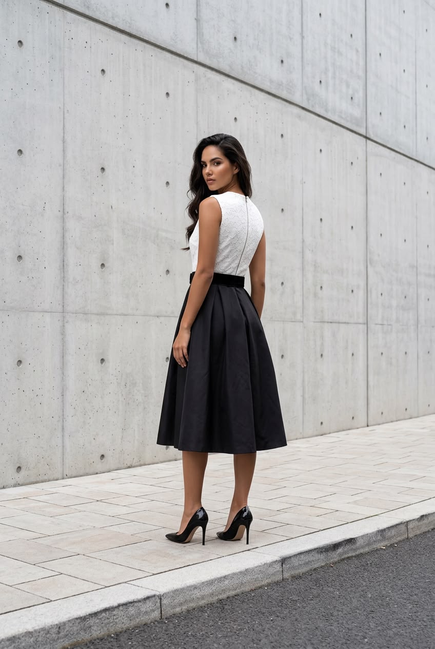 Audrey Contrast Midi Dress - Image 2