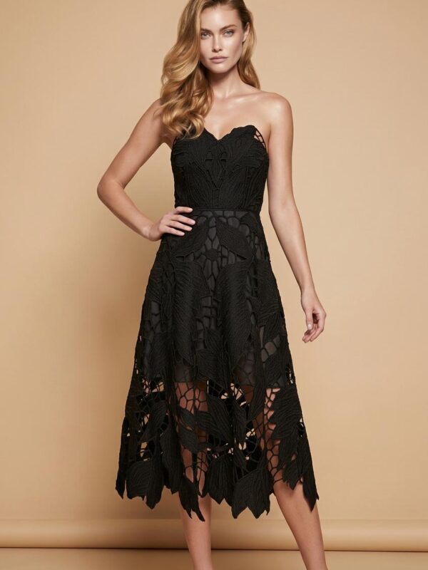 Noir Leaf Elegance Dress