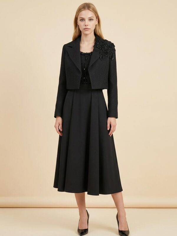 Noir Éclat Dress & Jacket Set