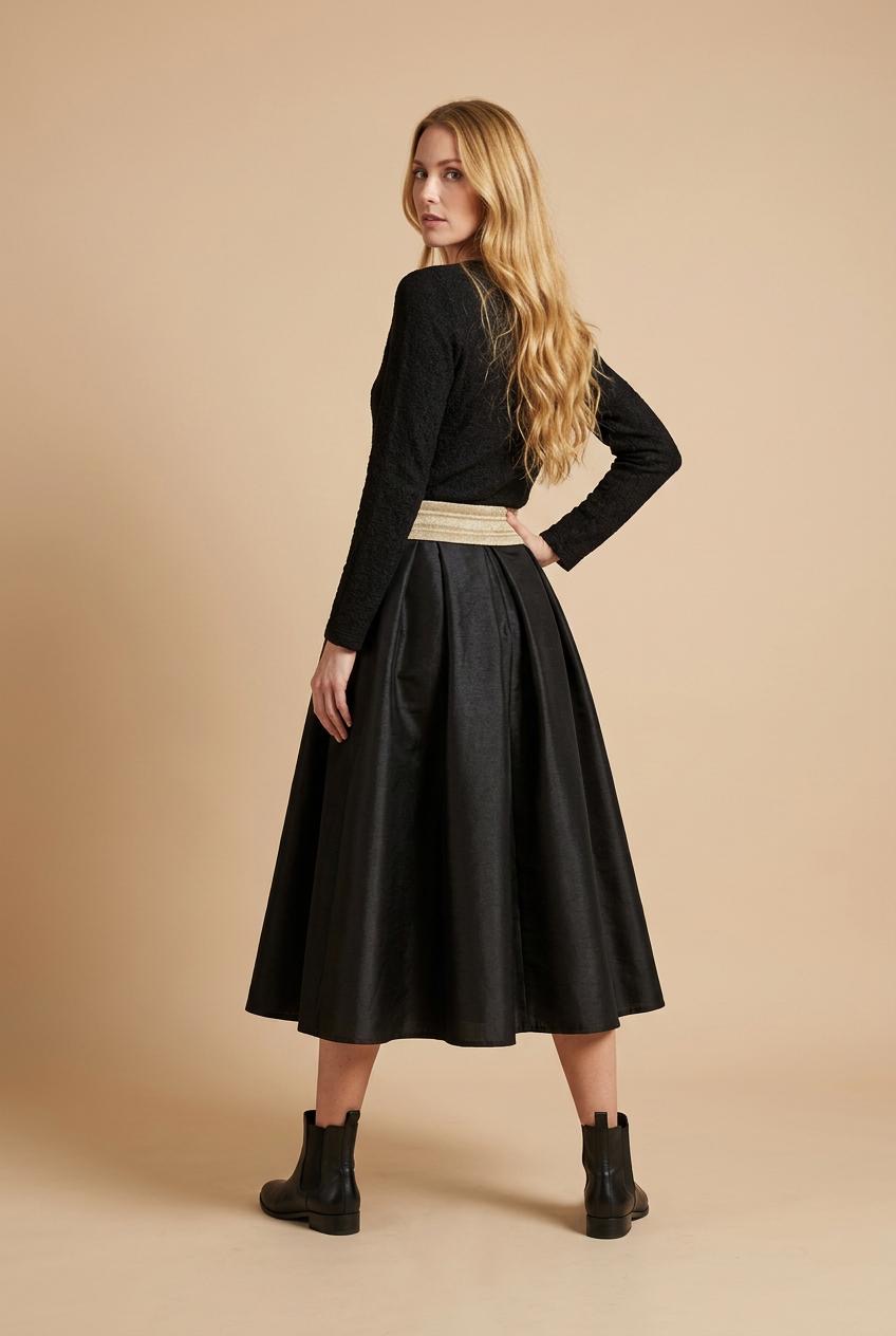 Luna Satin Draped Midi Skirt - Image 12