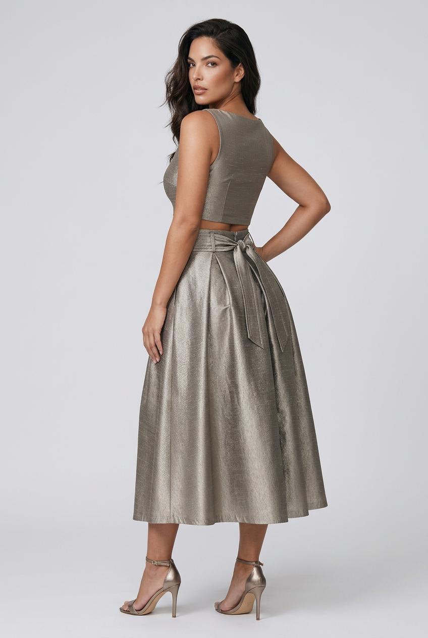 Luna Satin Draped Midi Skirt - Image 3