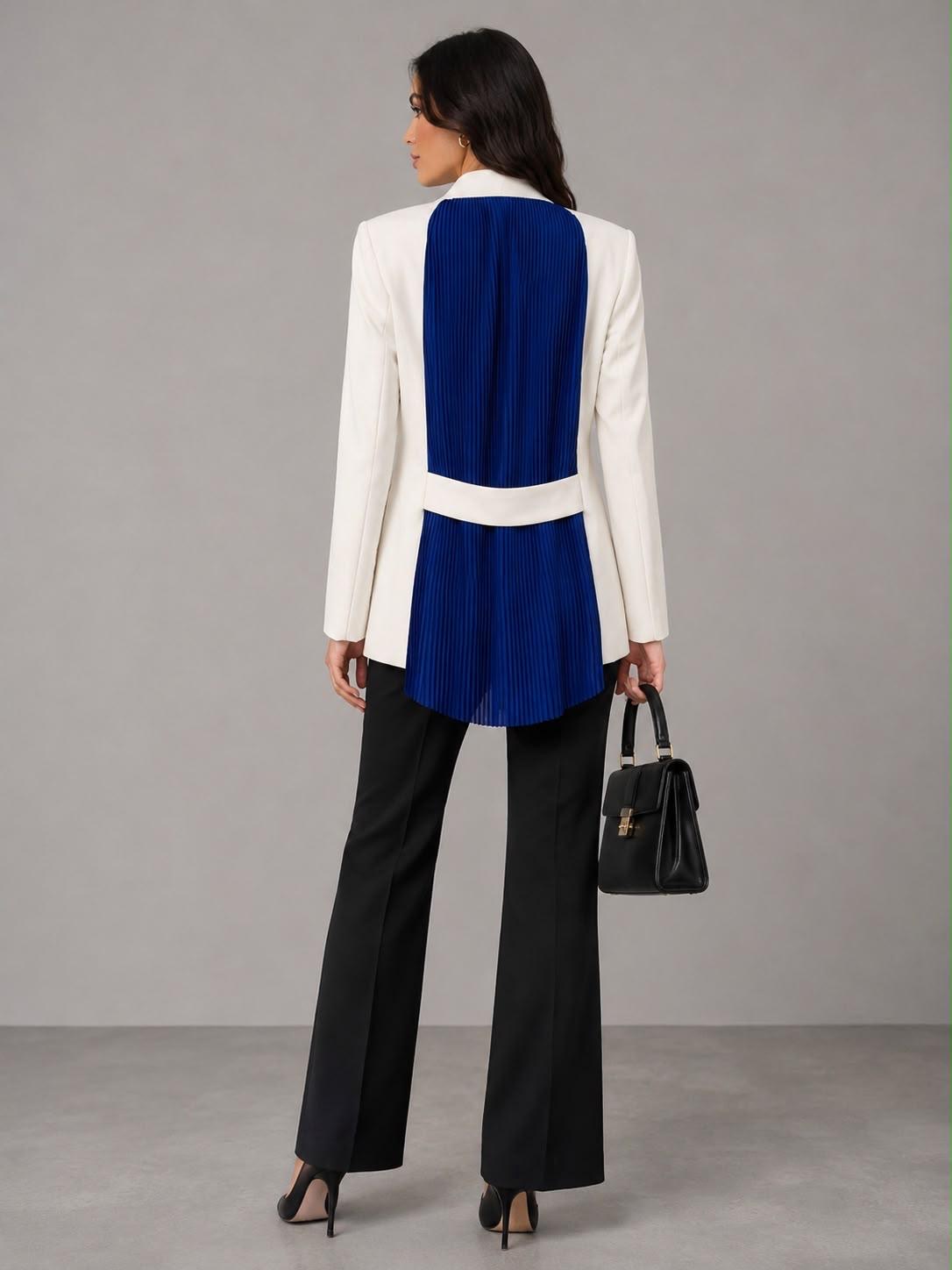 Royal Blue Bow & Pleated Back Blazer - Image 4