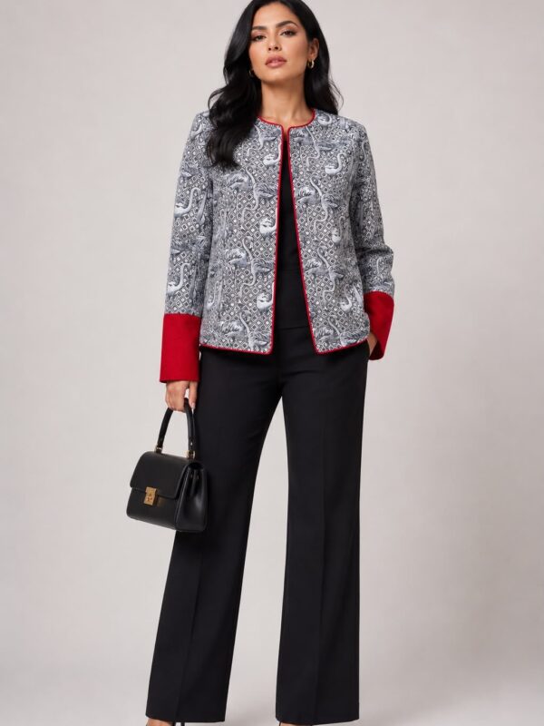 Scarlet Trim Jacquard Jacket
