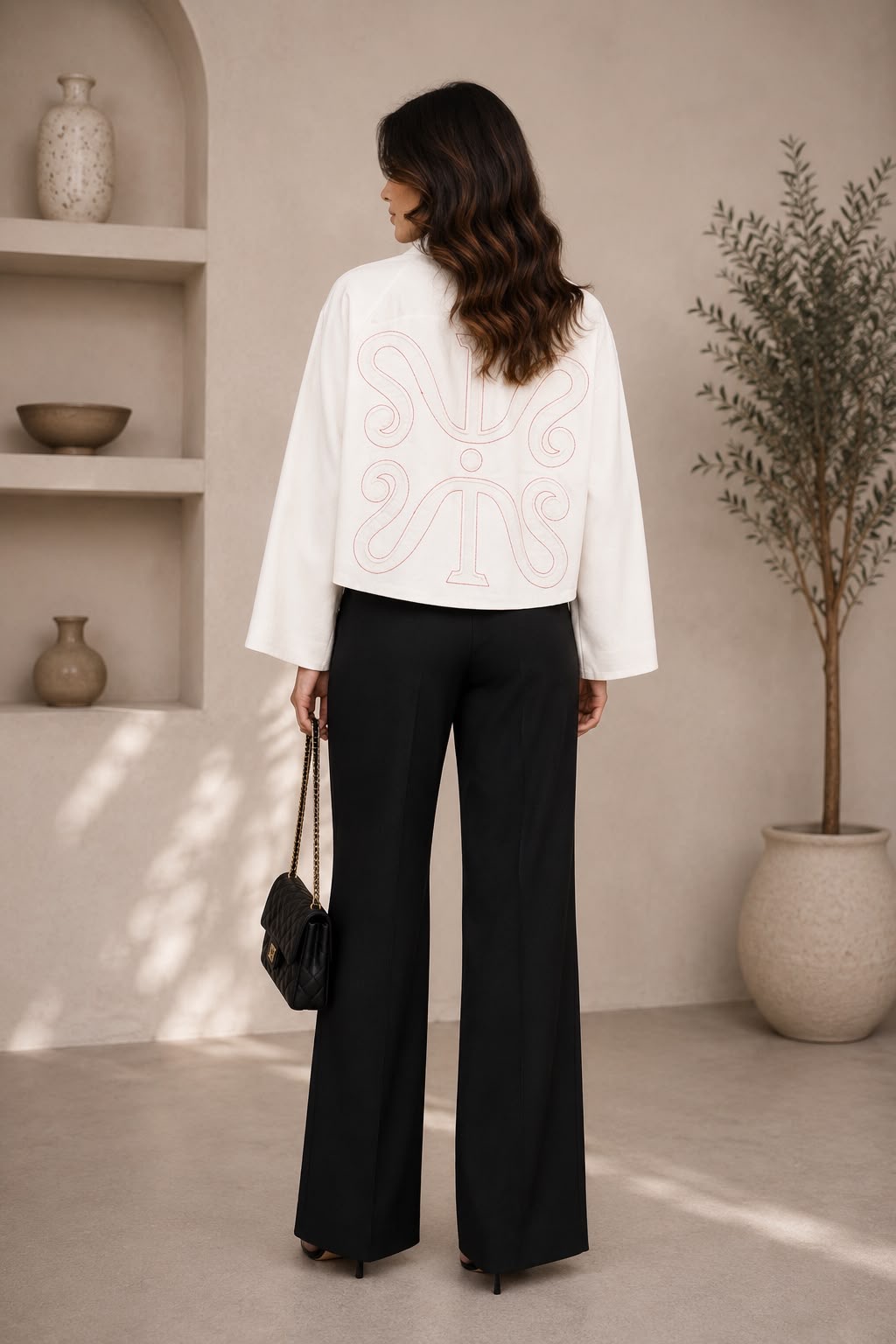 Ivory Red Stitch Statement Jacket - Image 4