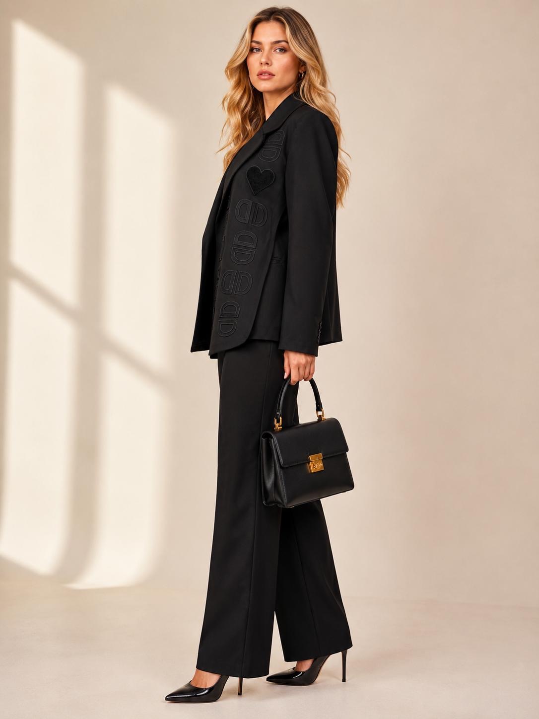 Signature Embossed Black Blazer - Image 2
