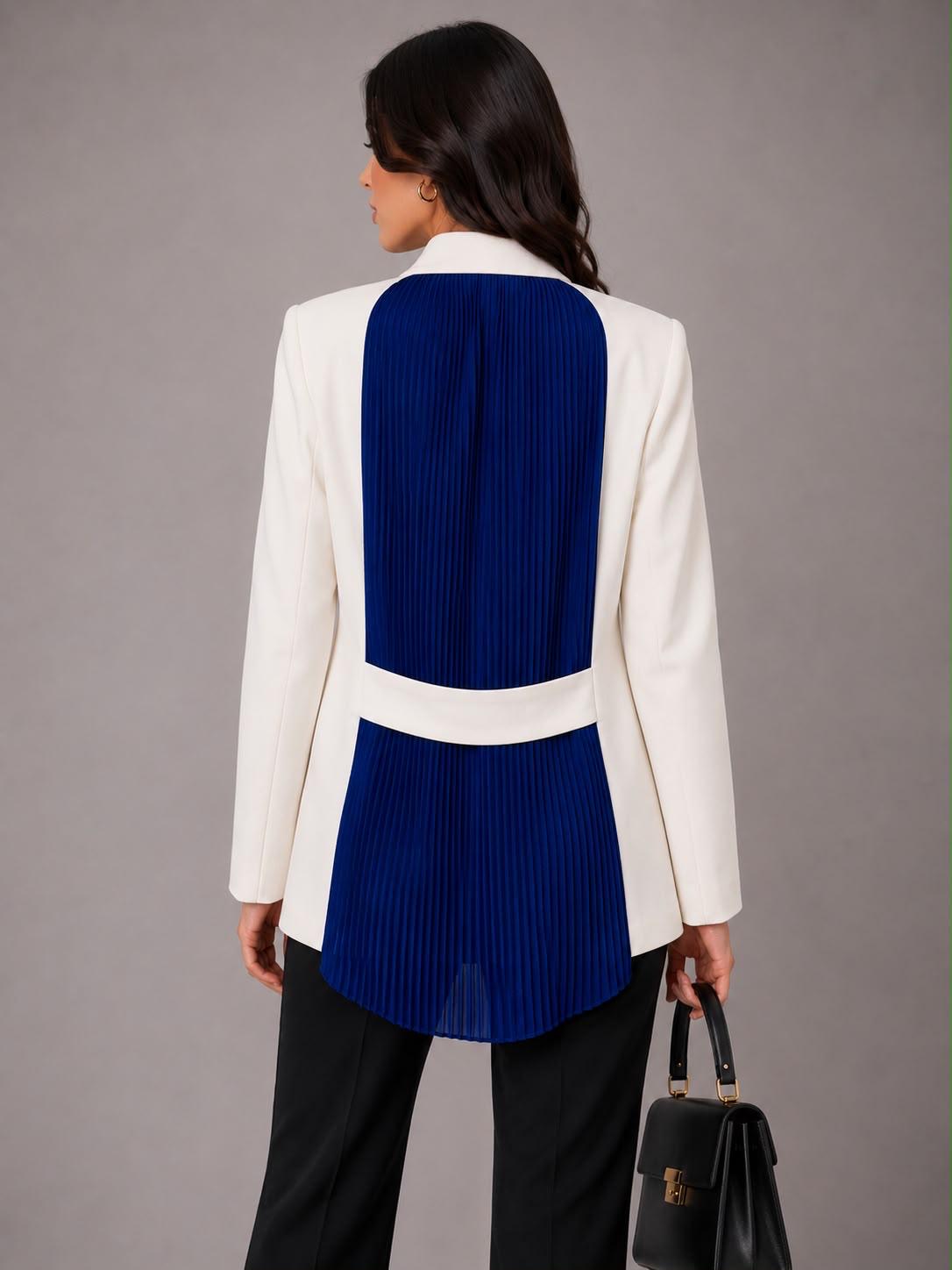Royal Blue Bow & Pleated Back Blazer - Image 5