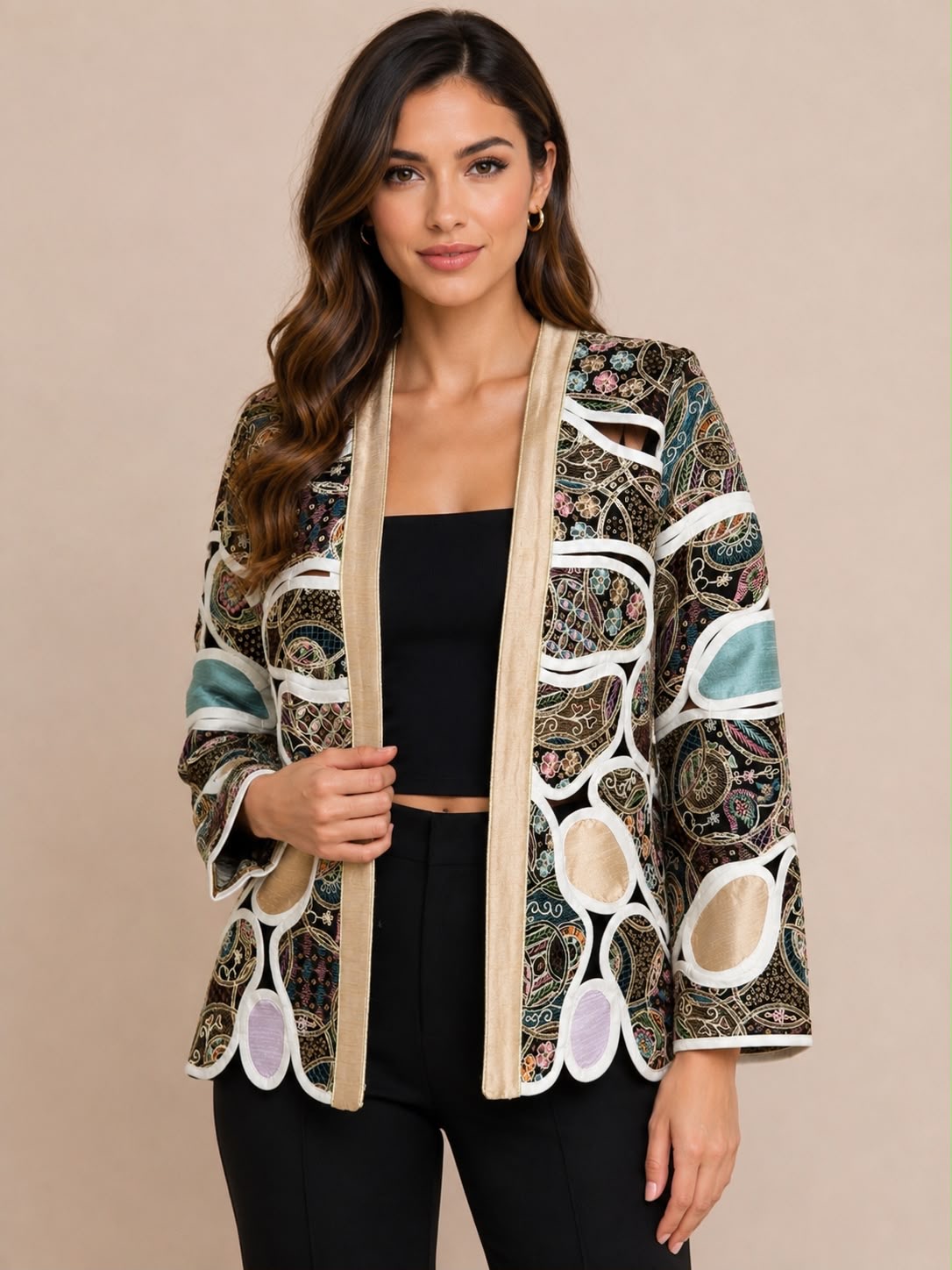 Mosaic Embroidered Statement Jacket - Image 4