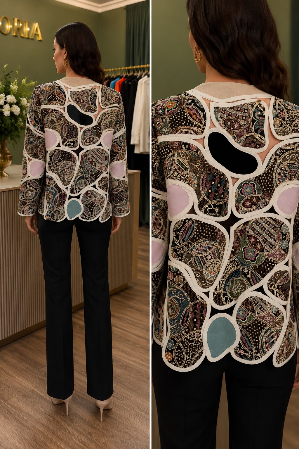 Mosaic Embroidered Statement Jacket - Image 2