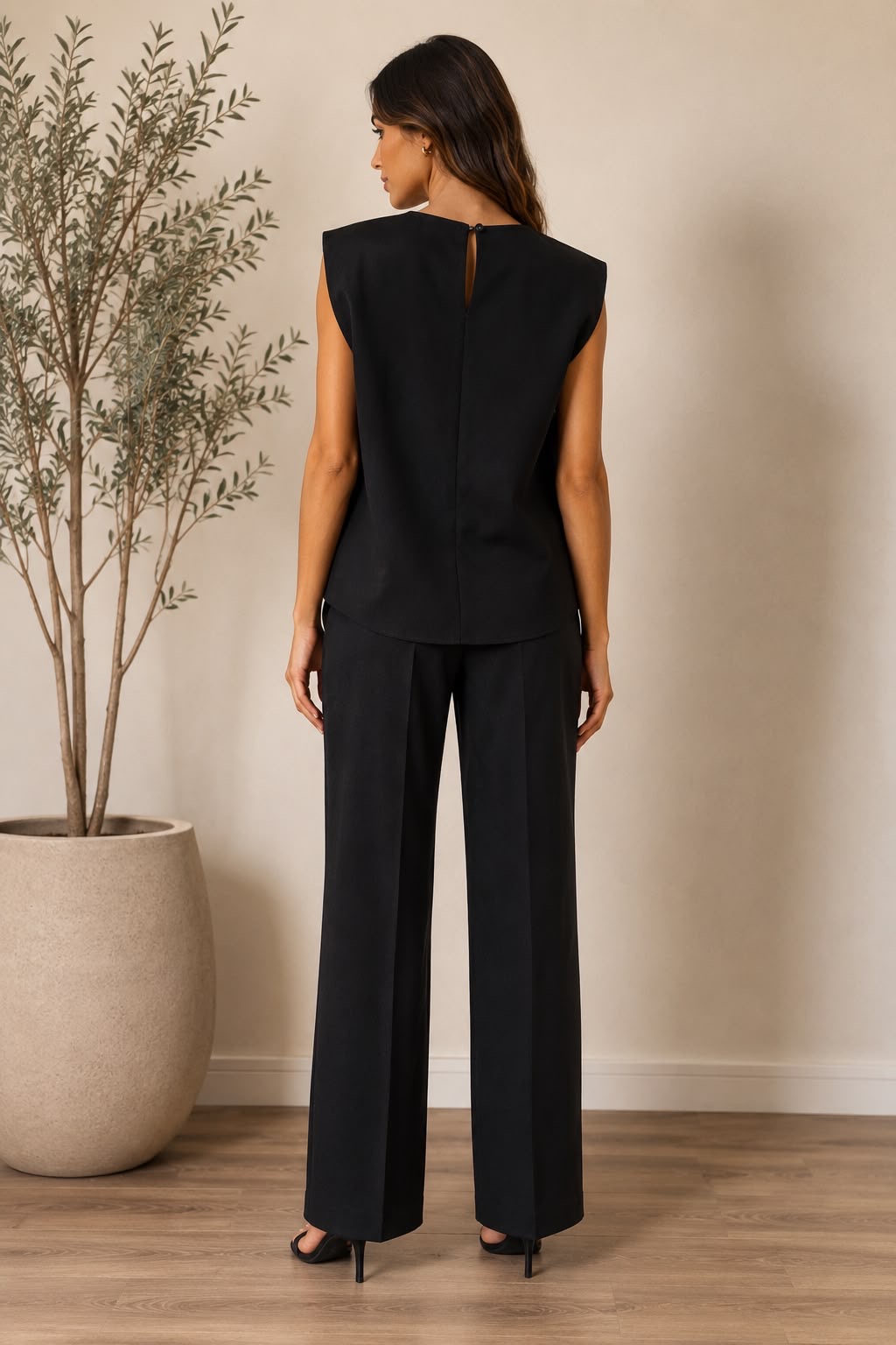 3D Floral Detail Black Top - Image 4
