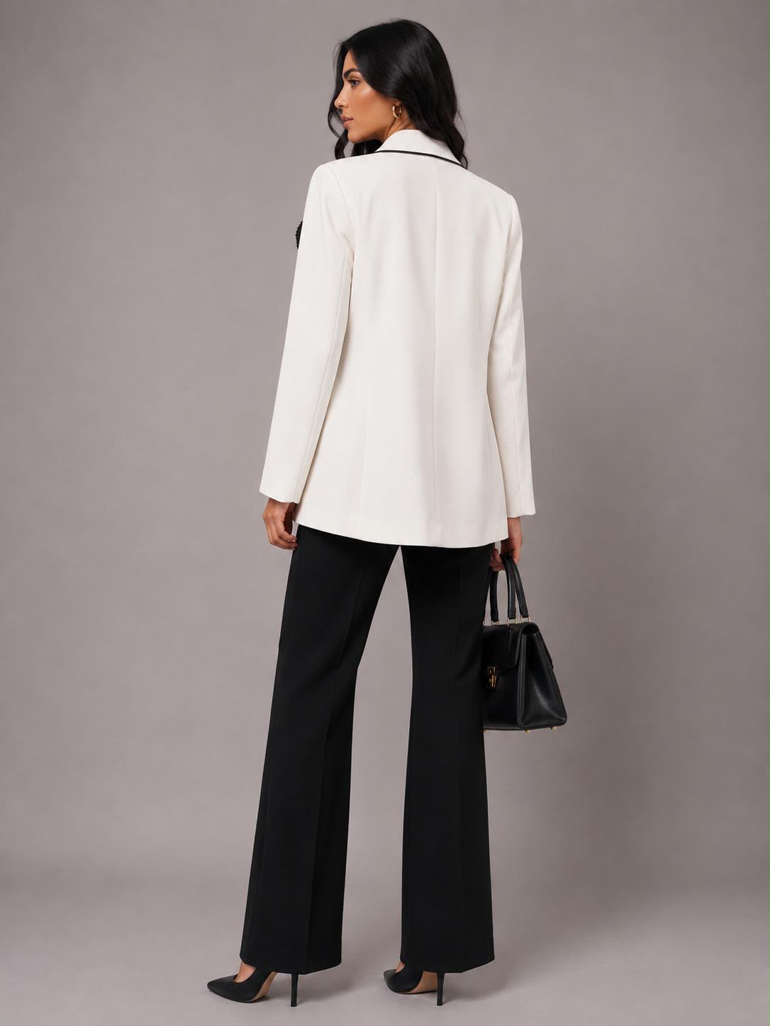 Embellished Bow Blazer – Ivory - Image 3