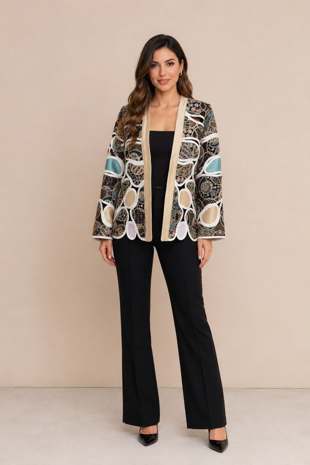 Mosaic Embroidered Statement Jacket - Image 3