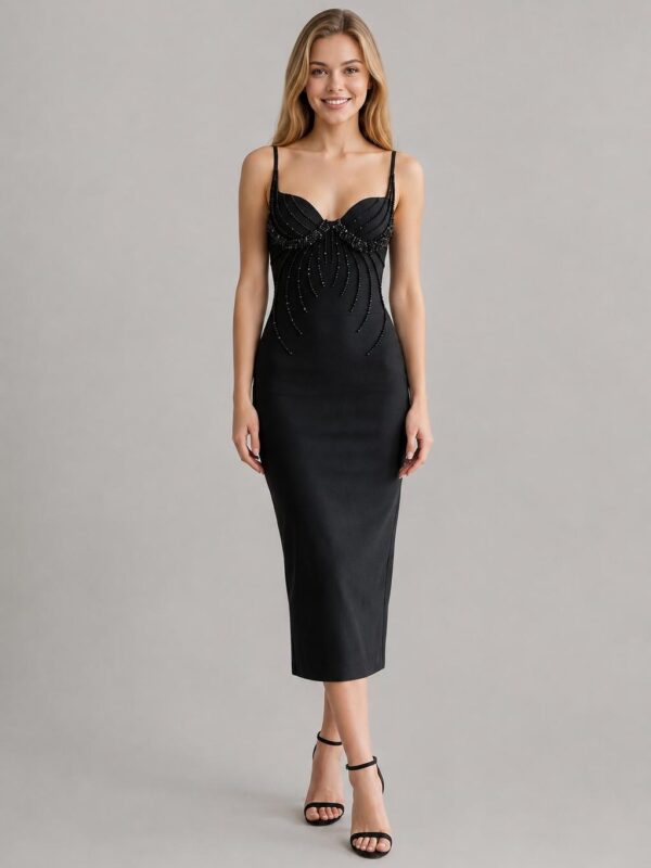 Midnight Beaded Midi Dress