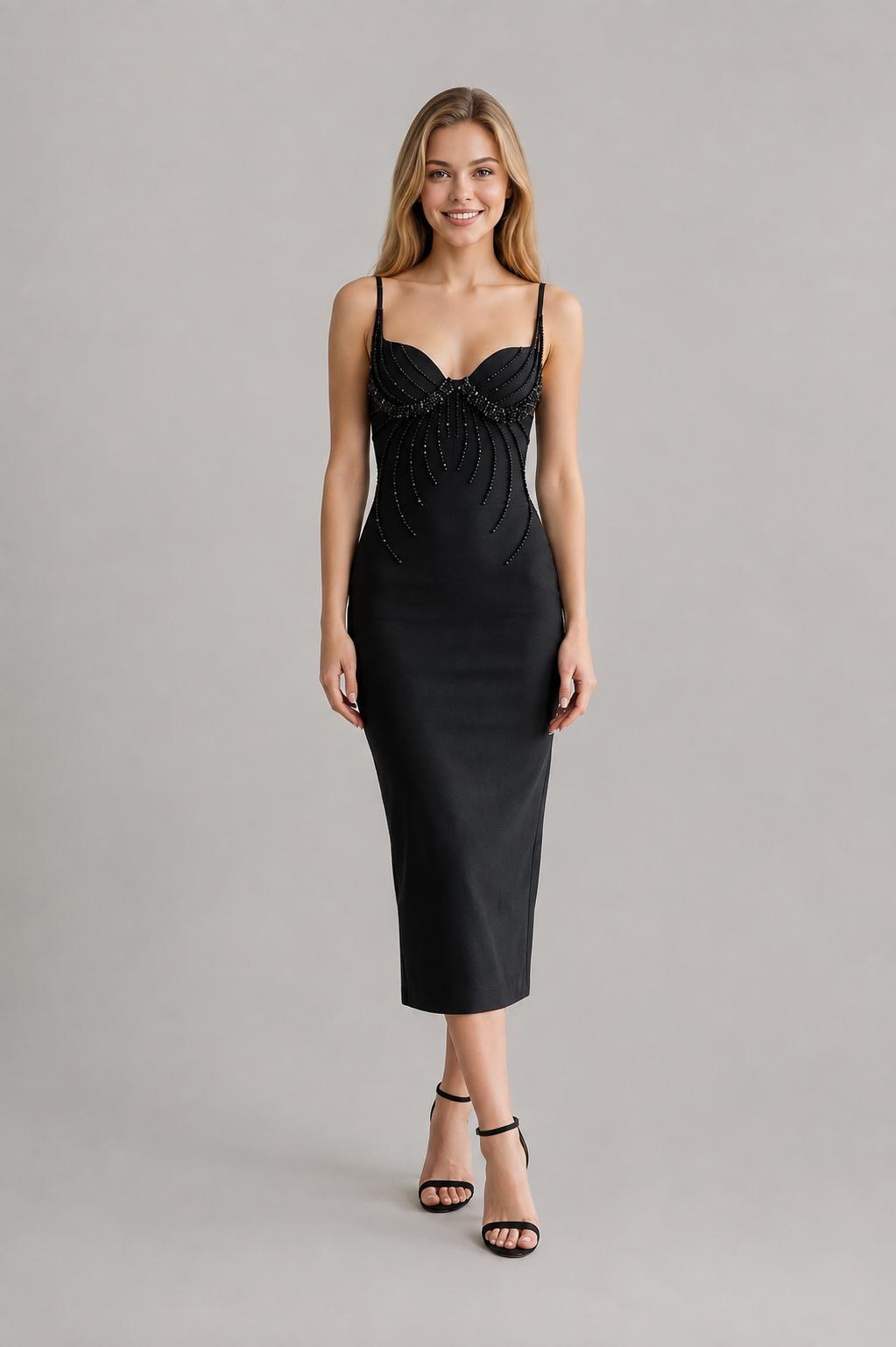 Midnight Beaded Midi Dress - Image 2