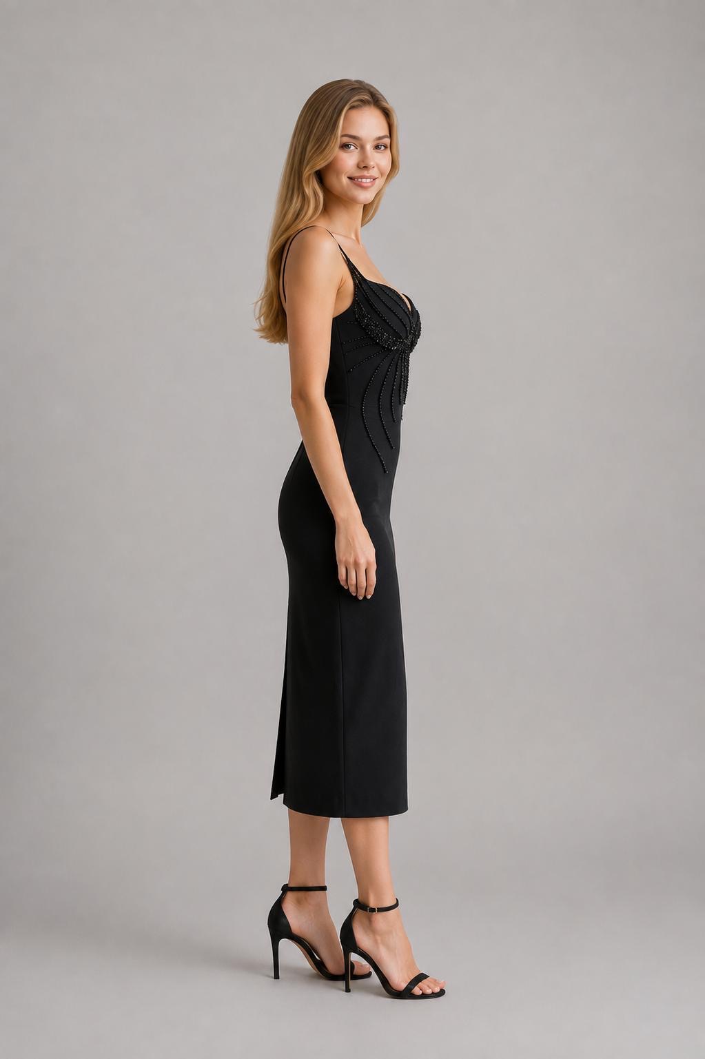 Midnight Beaded Midi Dress - Image 5